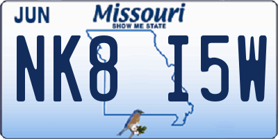 MO license plate NK8I5W