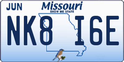 MO license plate NK8I6E