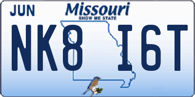MO license plate NK8I6T