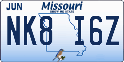 MO license plate NK8I6Z