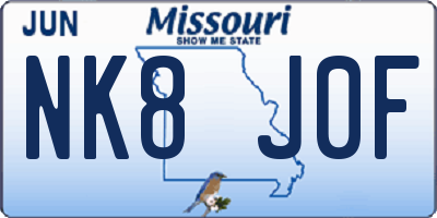 MO license plate NK8J0F