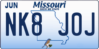 MO license plate NK8J0J