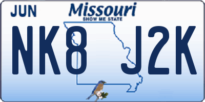 MO license plate NK8J2K
