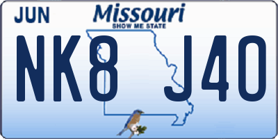 MO license plate NK8J4O