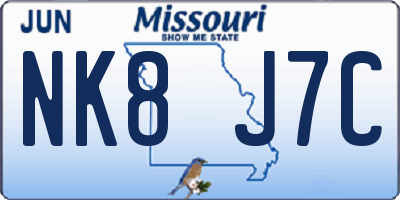 MO license plate NK8J7C