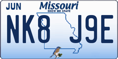 MO license plate NK8J9E