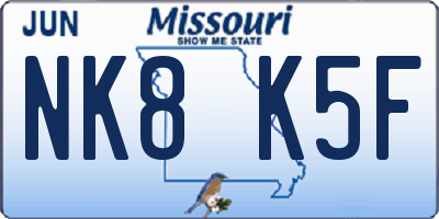 MO license plate NK8K5F
