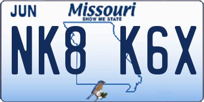 MO license plate NK8K6X