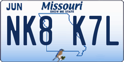 MO license plate NK8K7L