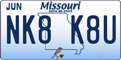 MO license plate NK8K8U