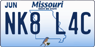 MO license plate NK8L4C