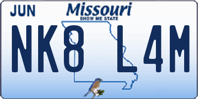 MO license plate NK8L4M
