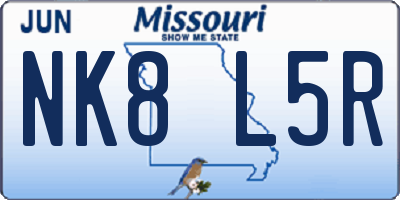 MO license plate NK8L5R