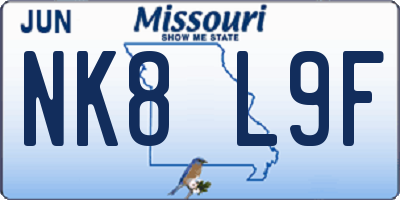 MO license plate NK8L9F