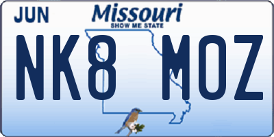 MO license plate NK8M0Z