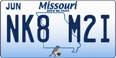 MO license plate NK8M2I