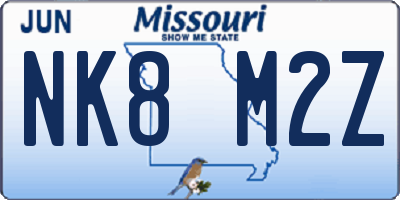 MO license plate NK8M2Z