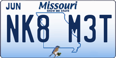 MO license plate NK8M3T