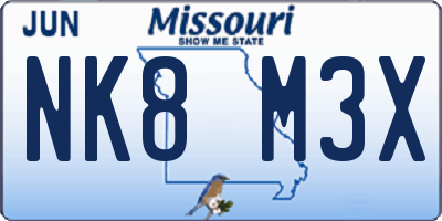 MO license plate NK8M3X