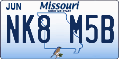 MO license plate NK8M5B