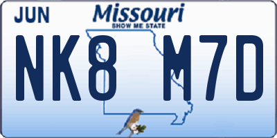 MO license plate NK8M7D