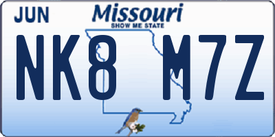 MO license plate NK8M7Z