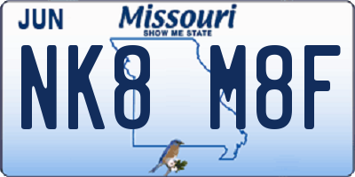 MO license plate NK8M8F