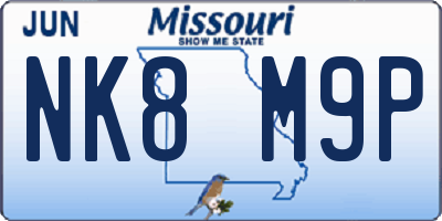 MO license plate NK8M9P
