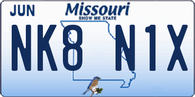 MO license plate NK8N1X
