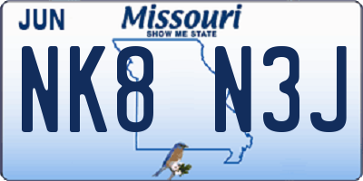 MO license plate NK8N3J