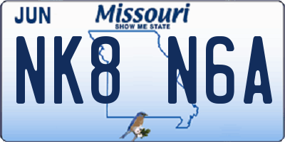 MO license plate NK8N6A