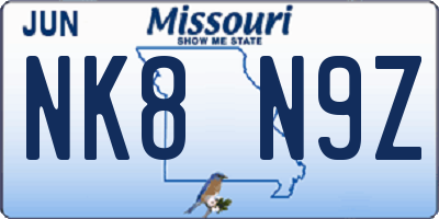MO license plate NK8N9Z