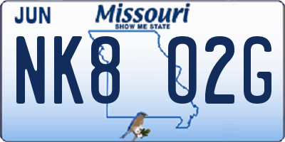 MO license plate NK8O2G