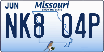 MO license plate NK8O4P