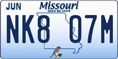 MO license plate NK8O7M