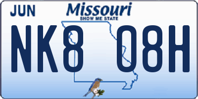 MO license plate NK8O8H