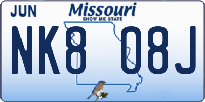 MO license plate NK8O8J