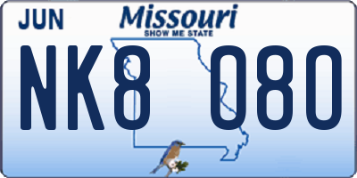 MO license plate NK8O8O