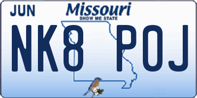 MO license plate NK8P0J
