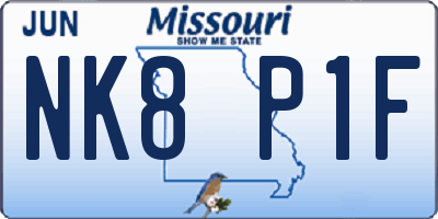 MO license plate NK8P1F