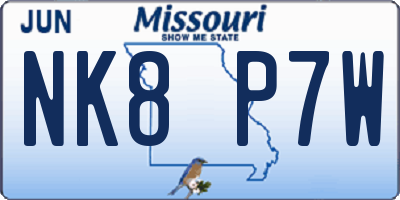 MO license plate NK8P7W