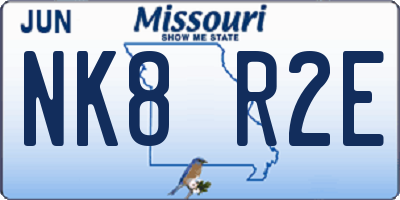 MO license plate NK8R2E