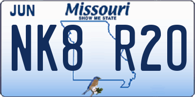 MO license plate NK8R2O