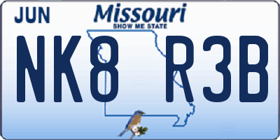 MO license plate NK8R3B