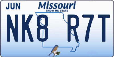 MO license plate NK8R7T