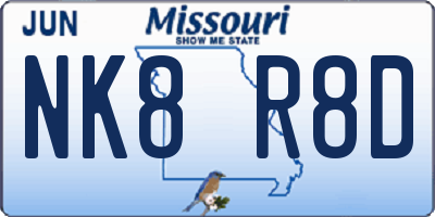 MO license plate NK8R8D