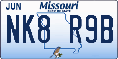 MO license plate NK8R9B