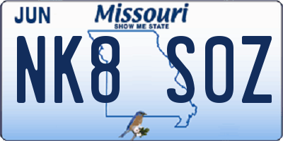 MO license plate NK8S0Z