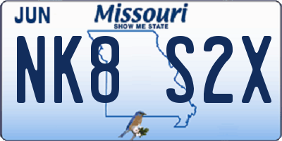 MO license plate NK8S2X