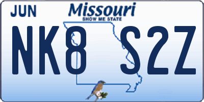 MO license plate NK8S2Z